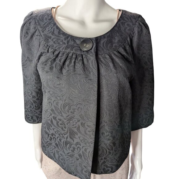 Apt 9 Jacquard Jacket Womens Sz M Cropped Office Layering Business Casual Preppy - Picture 1 of 10